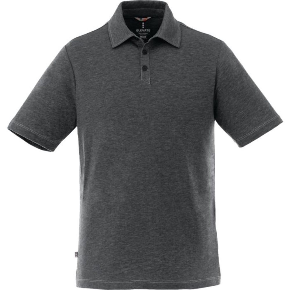 Men's Short Sleeve Polo ("Tipton") Heather Dark Charcoal - Size Large